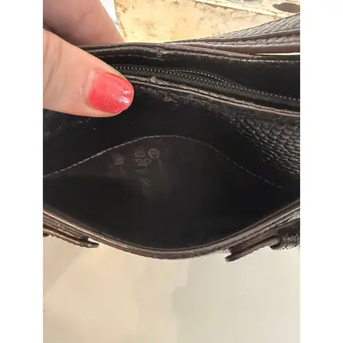 Etienne Aigner Vintage Black Leather Croc Embossed Shoulder Bag Purse