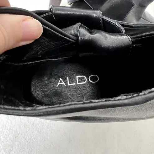 ALDO  Black Bow Heeled Leather Booties thumbnail 5
