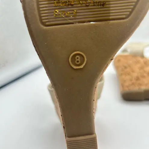 Diviana Sandal Womens Brown Cream 8 Ankle Strap Open Toe Wedge Sandal NEW