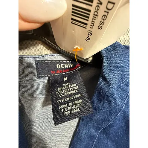Jealous Tomato NEW- NWT Denim Puff Sleeve Button Dress Blue Medium