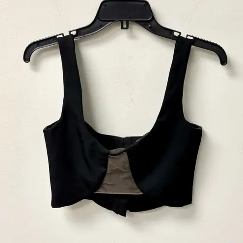 Hand Lace Exponential Sleevless Button Front Cropped Top Black Women's 40 / 6 thumbnail 2