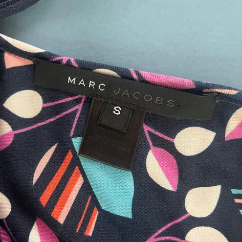 Marc by Marc Jacobs Marc Jacobs Navy Blue Silk Leaf Floral Sleeveless A-Line Sundress