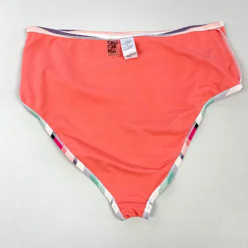 California Sunshine Womens Bikini Bottom Size Large Rainbow Striped Beach Lined