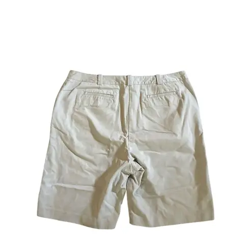 Lands' End Woman's Khaki Chino Shorts Beige Size 16 Casual Summer Tan