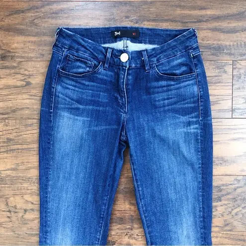 3x1 • W2 Mid Rise Skinny Jeans Nobu medium wash frayed raw hem low rise