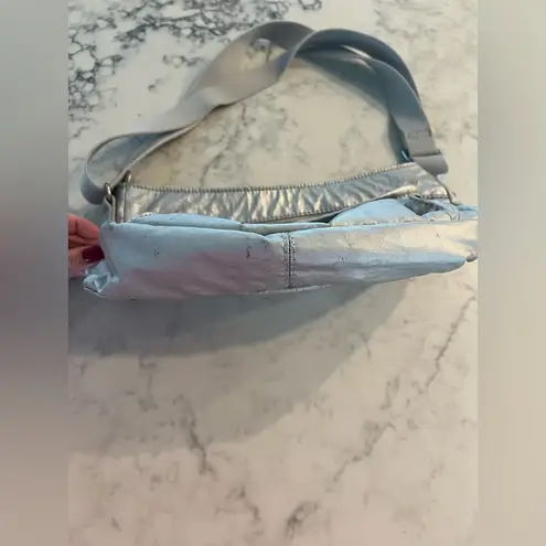 Kipling Syro Crossbody Shoulder Bag Purse silver gray metallic mottled