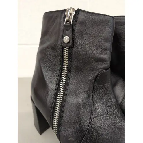 Aquatalia NEW heeled booties sz11 block heel solid black Luzio made in Italy