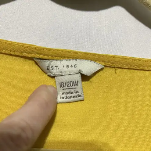 Cato  Blouse‎ Top Women's 18/20W Mustard Round Neck Handkerchief Hem Pullover - Image 5