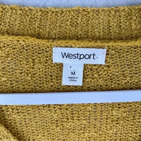 Westport Womens Sweater Size M Striped Open Knit Long Sleeve V-neck