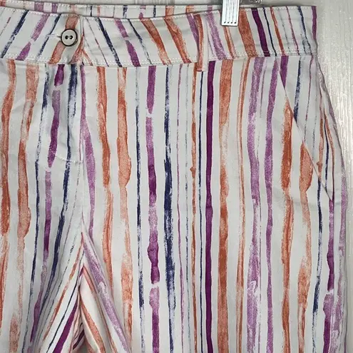 Isaac Mizrahi Sz 14 Chino Shorts Longer Inseam Watercolor Candy Stripes