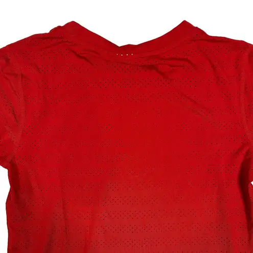 Zyia  Active Size M Laser Cut Pullover TShirt Top Red Long Sleeve Stretch Workout