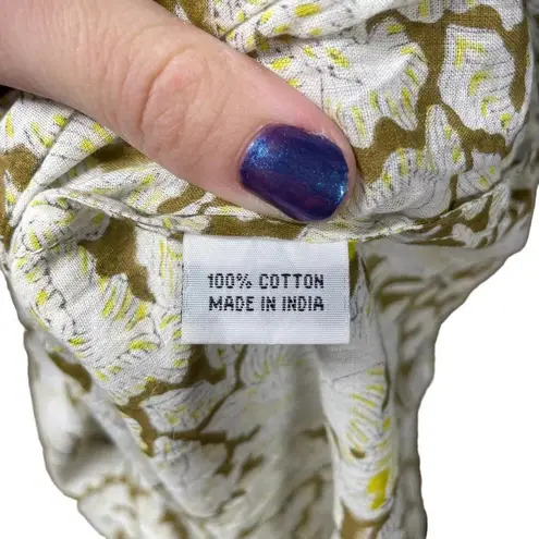 Roberta Roller Rabbit Yellow and Brown Floral Print Peasant Top Size XS