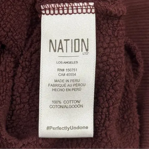 Nation Ltd Bethany Puff Sleeve Sweatshirt Small Mahogany Cotton Preppy Chic Warm