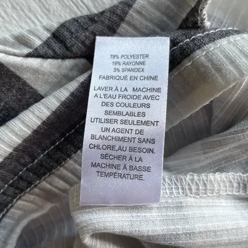 Cali Be New Striped Ribbed Mock Neck Long Sleeve Top Grey Multi