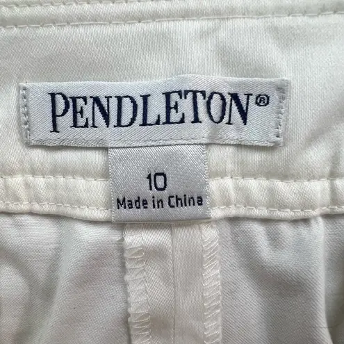 Pendleton Trousers Womens 10 White Stretch Flat Front Straight Leg Pants Coastal