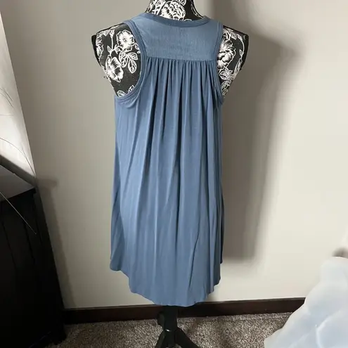 SheBird Sz 3 Tunic Tank Built in Bra Dress Blue Pockets Sleeveless Swing Size M
