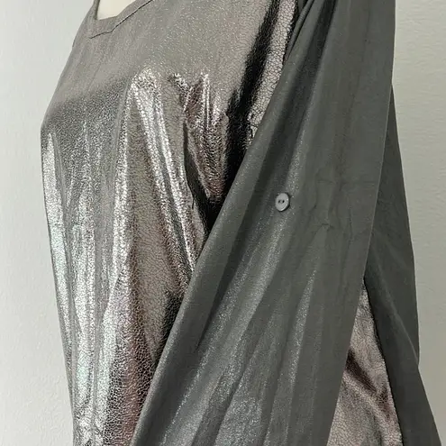 Alberto Makali Small Silver Metallic Long Sleeve Top