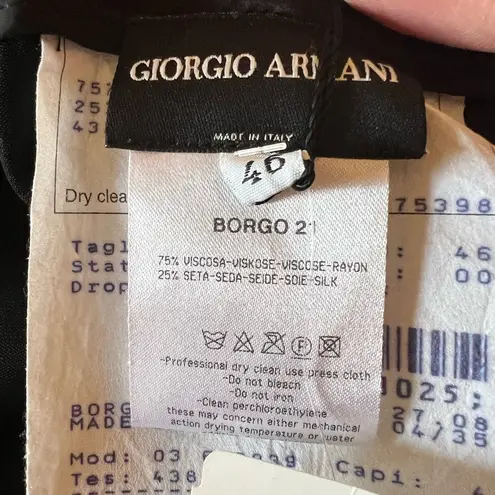 Giorgio Armani Womens Silk Rayon Blend Wide Leg Pants Black Velvet NWT Size 46