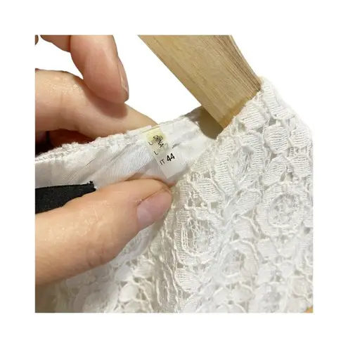 Tahari Cream Lace Sleeveless Mini Dress US8 Zip Back A-line Lined Classic