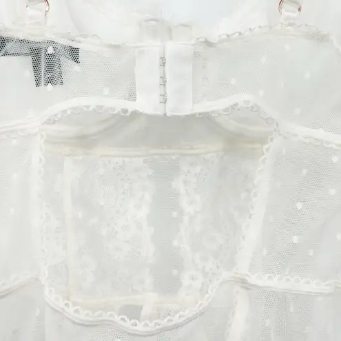 INC International Concepts Womens Coquette Sheer Lace Bodysuit Size M White Size M