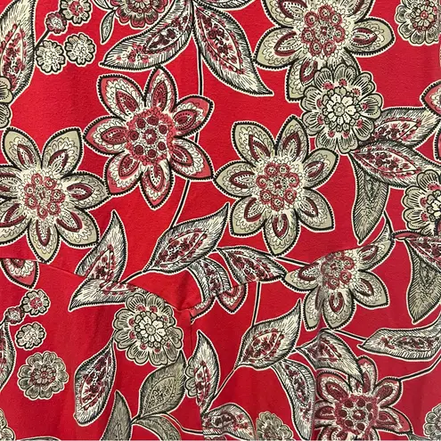 J. Jill Wearever Red Floral Short Sleeve Rayon spandex dress size medium