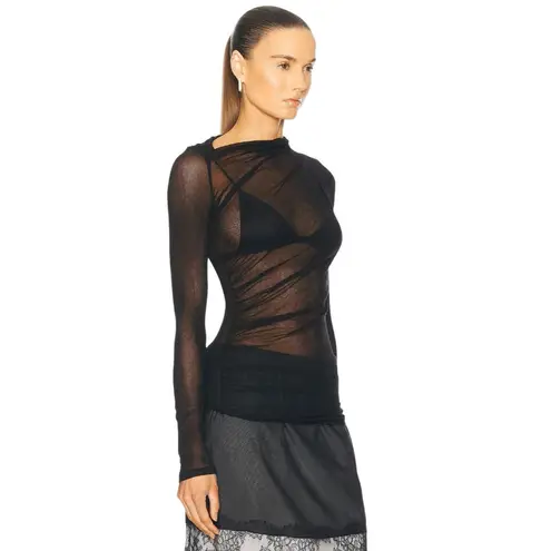 Enza Costa Long Sleeve Slash Top in Black Small New Womens Long Sleeve Blouse