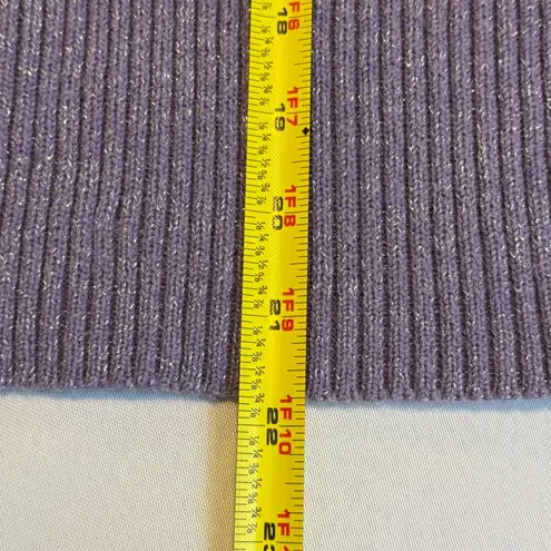 Tribeca Studio Sweater Purple Sparkle Ribbed Turtleneck Warm Winter Size L # Size L