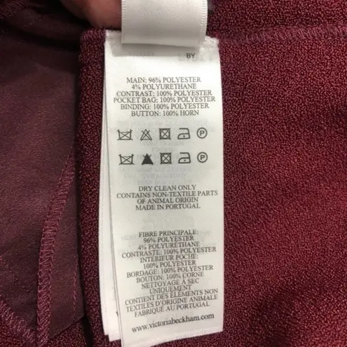 Victoria Beckham Iron Red Burgundy Sleeveless Crepe Mini Dress Size 0 NWT