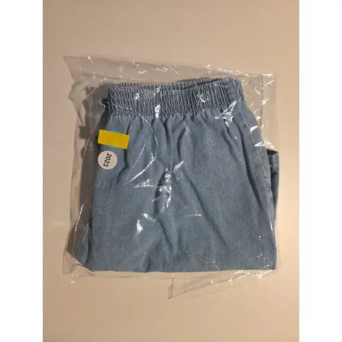 Chic Women's Size 18 Denim Shorts, Elastic High Waist, Vintage Blue Denim, USA