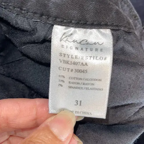 KanCan Women's Cropped Skinny Jeans Mid Rise Shark Bite Fringe Hem Black Size 31