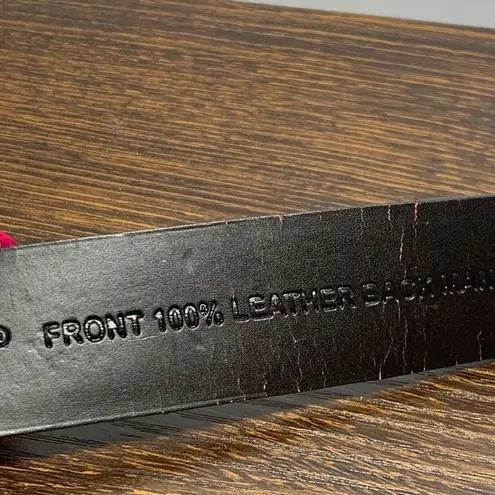 Chicos, leather silver jeweled slide fit belt size small/medium Orange