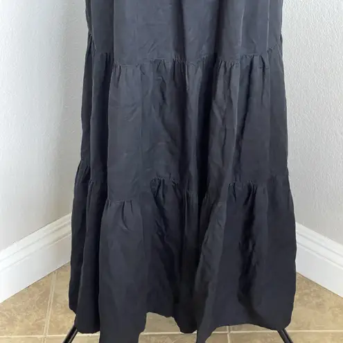 The Drop Dress Sz Small Maxi Tiered Tank Boho Cottage Cottagecore Witchy Gothic Black