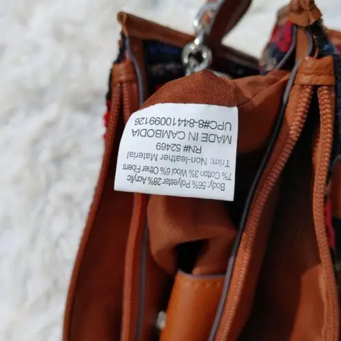 Plaid Stripe Wool Polyester Striped Red Blue Purse Straps Shoulder Cross Body