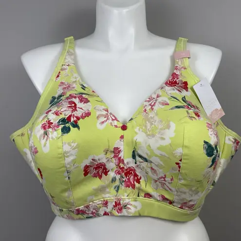 Cacique New Lane Bryant Lightly Lined No Wire Bra 54C Light Bright Green Floral