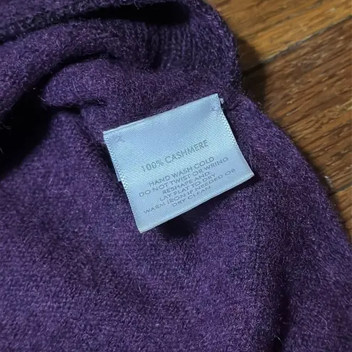 White + Warren Deep Purple Cashmere Turtleneck Tunic Sweater, Medium