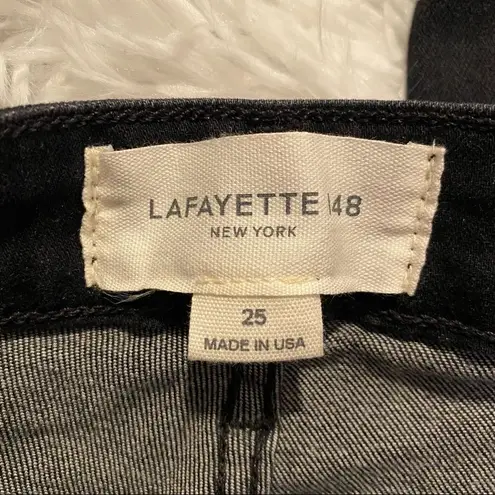 Lafayette 148 New York Mercer Italian Denim Skinny Jeans in Black Size 25