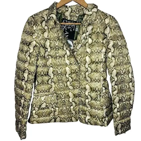 ANORAK NWT Green Gold Snakeskin Duck Down Blend Puffer Jacket Small