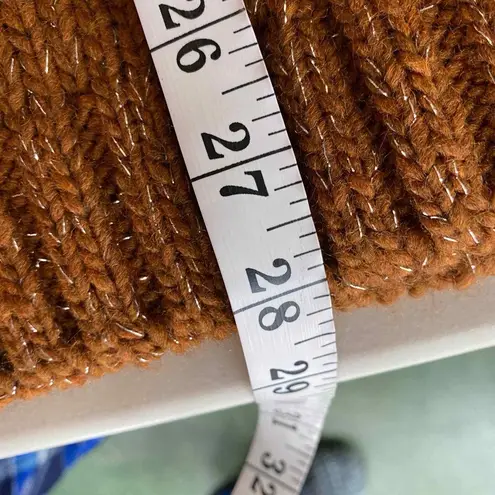 Scandal Turtleneck Sweater Women L/XL Brown Silver Thread Cable Knit Wool Alpaca Size L