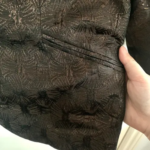 3/$15 Albert Nipon Vintage Jacquard Metallic Textured Blazer Suit Jacket Brown Size 6P