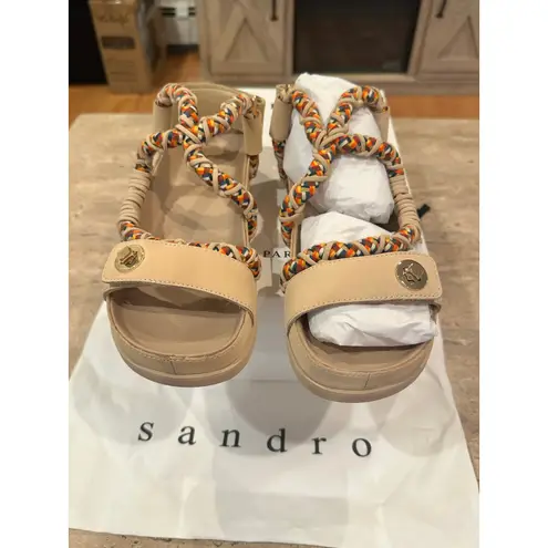Sandro NEW Helga Interwoven Neutral Low-Heel Sandals size 38
