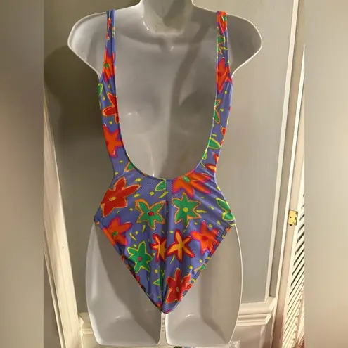 Red and Purple One Piece Swimsuit with Cover up Skirt Size M