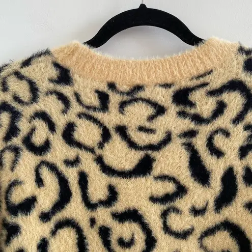For Love & Lemons  Frankie Leopard Fuzzy Tan & Black Cardigan Size S - Image 11