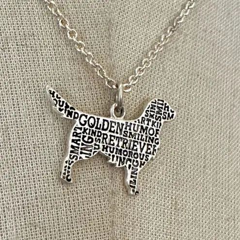 Silver tone Golden Retriever Silhouette Pendant necklace