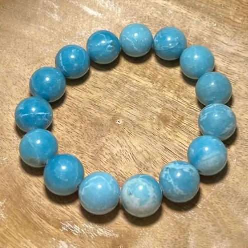 NWOT Hemimorphite Mineral Empathy Stone Chunky Bead Bracelet