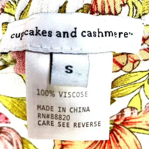 Cupcakes & Cashmere Roxanne Floral Wrap Midi Skirt S Boho Spring Ruffled Hem Pink