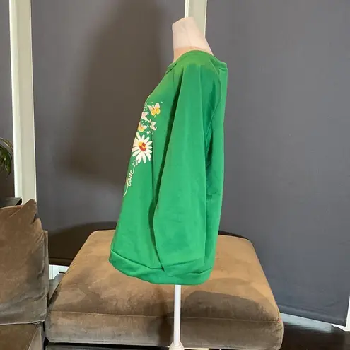 Women’s Green Fleece Long Sleeve Sweater Faith Hope Love Design Size XL NEW Green