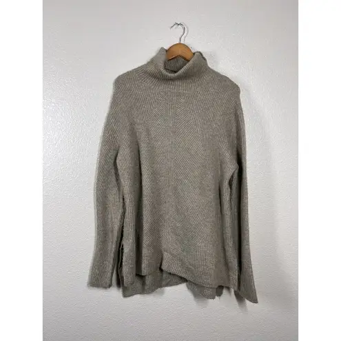 Sweet Romeo Abstract Ribbed Turtleneck Tunic Sweater XL Heather Latte Cozy Knit