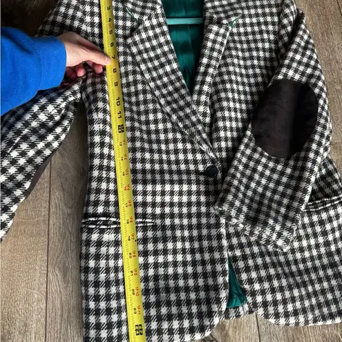 Perry Ellis Wool Brown Houndstooth Blazer with Elbow Patches