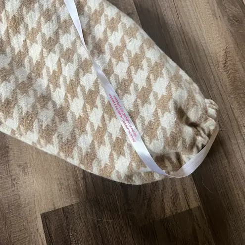 Missguided Heavyweight Pullover Coat White And Brown Houndstooth Pattern