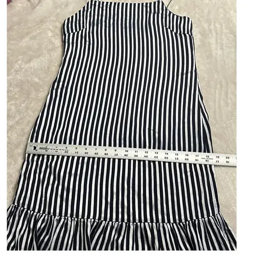 Elizabeth and James Jewel Midi Dress Women's 10 Navy White Striped Shift Ruffle